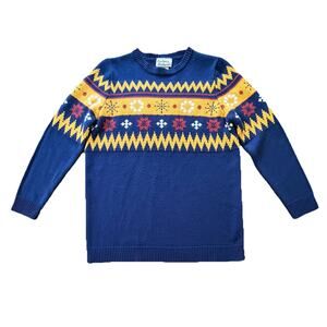 Anthony Richard’s VTG Women Nordic Fair Isle Snowflake Knit Sweater Blue Size M